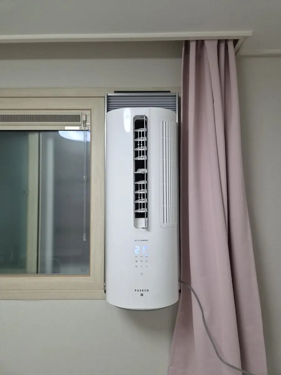 복도 방범창 파세코 PWA-3200WN 창문형 에어컨 설치 송파구 — 시공 후